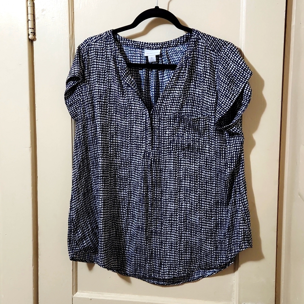 Navy and white Liz Claiborne dress top
